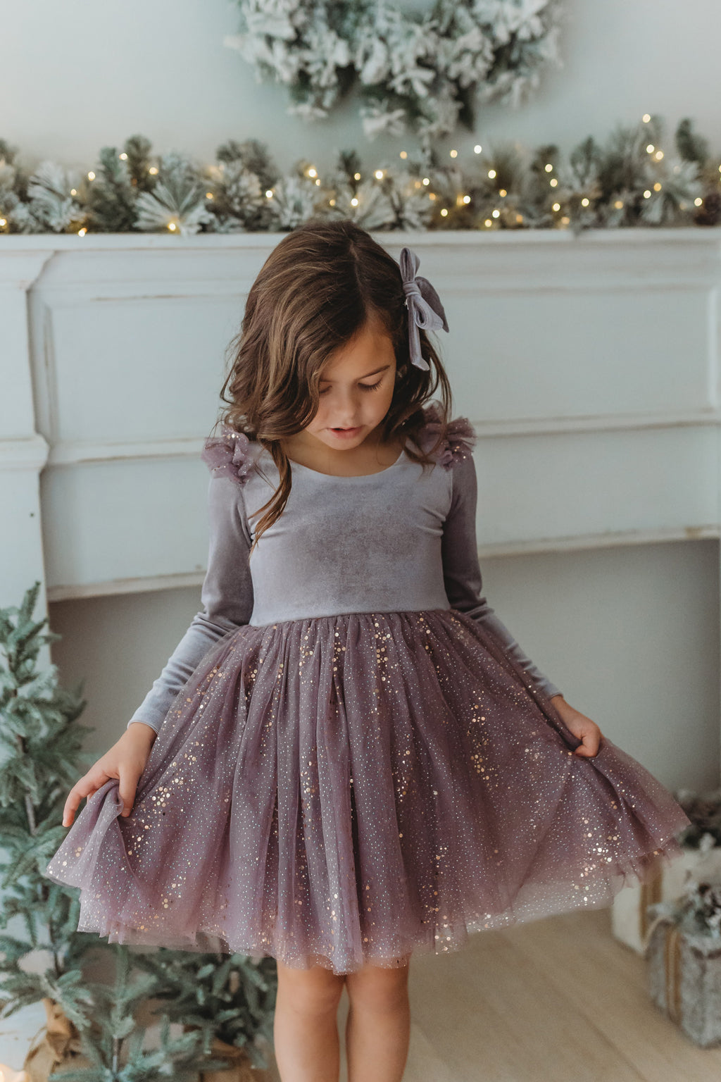 Velour Ballerina Dress Dusty Lilac FINAL SALE