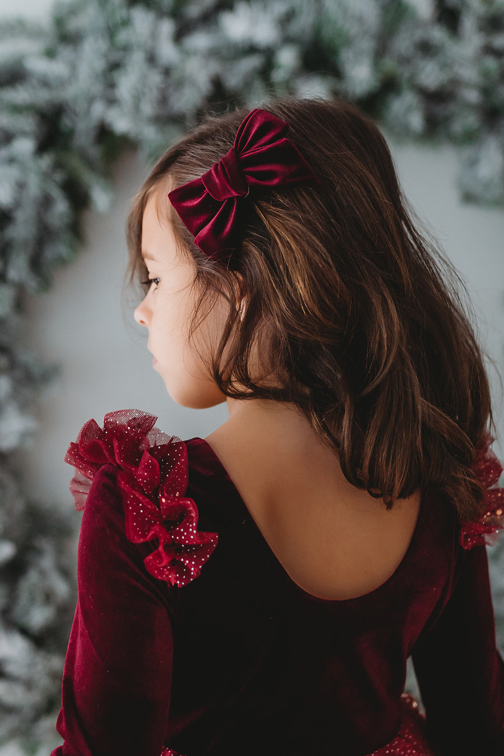 Velour Hair Bow - Red Velvet