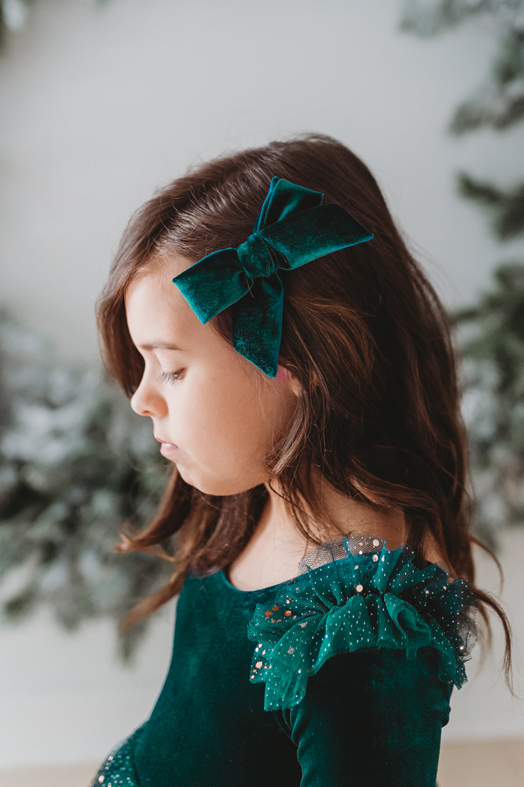 Velour Hair Bow - Mistletoe