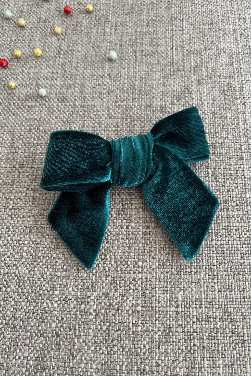 Velour Hair Bow - Mistletoe