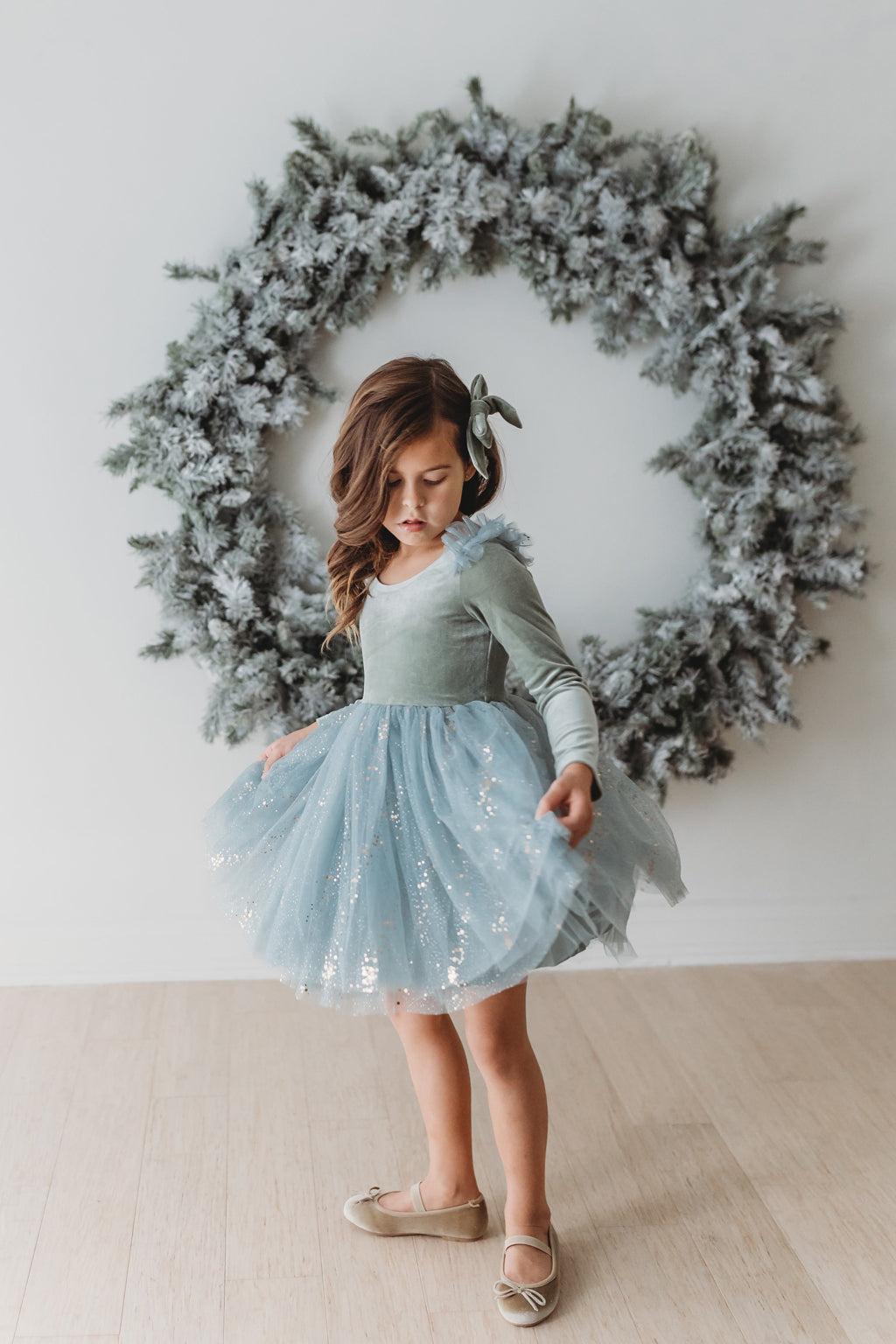 Velour Ballerina Dress - Sage