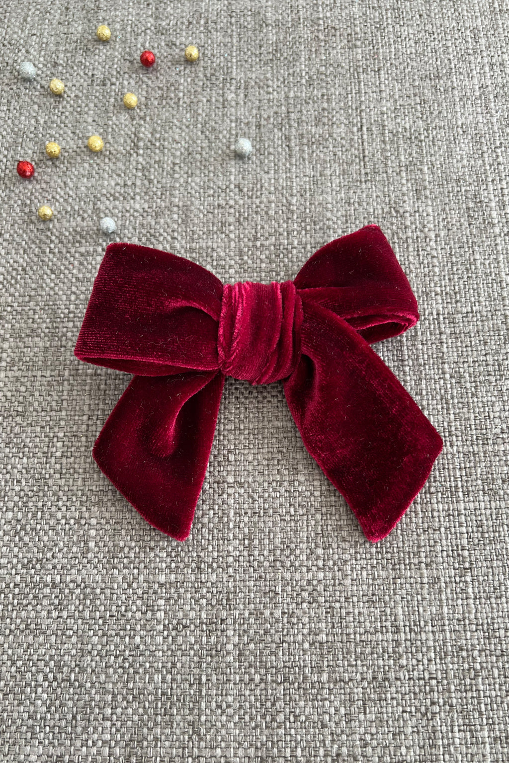 Velour Hair Bow - Red Velvet